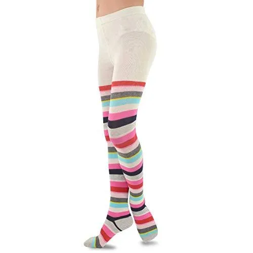 TeeHee Socks Kid's Cotton Tights Thick Stripes 3-Pack (K1601)