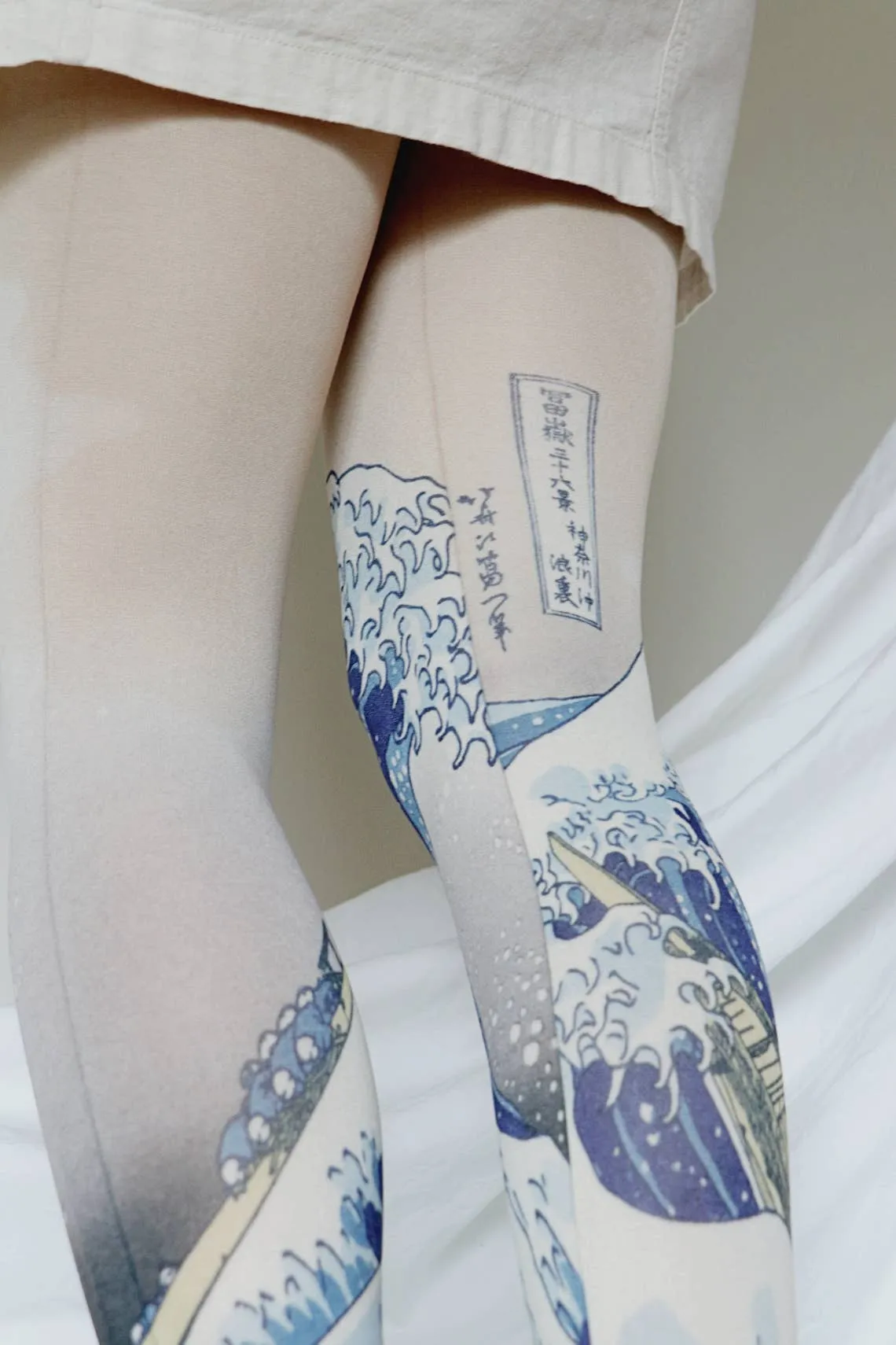 The Great Wave off Kanagawa by Hokusai Printed Art Tights