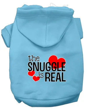 The Snuggle Is Real Screen Print Dog Hoodie Baby Blue Xxxl