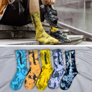 Tie Dye Letter Socks Cotton Colorful Skateboard Fashionable Socks