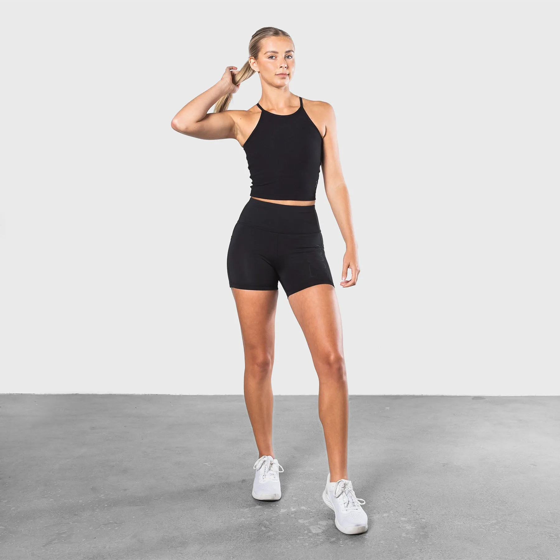 TWL - WOMEN'S CIRCUIT RIBBED CROP - BLACK/SILVER REFLECTIVE