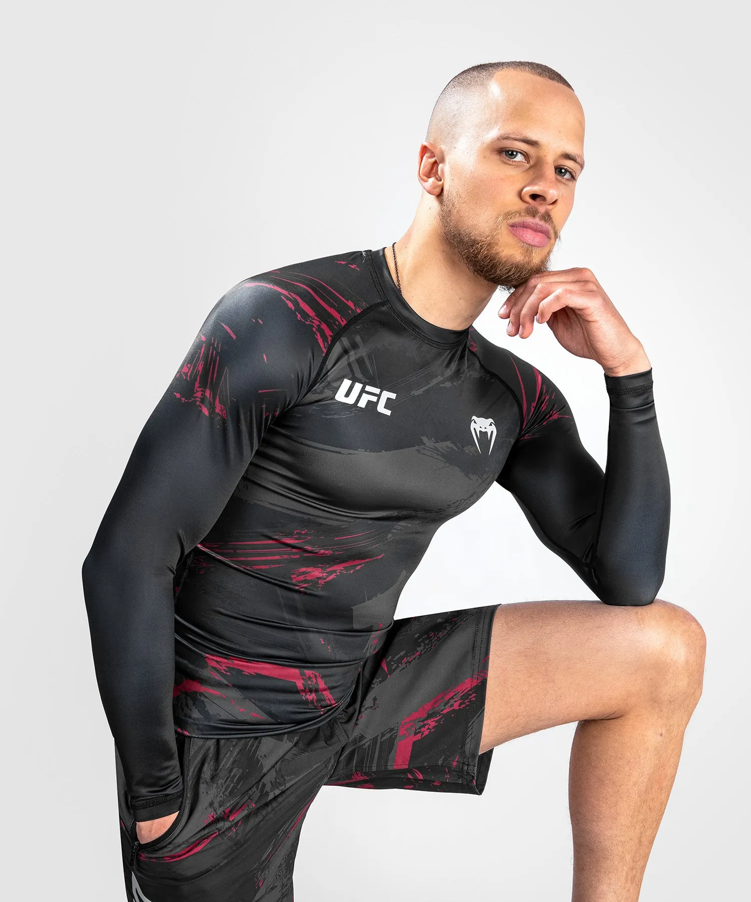 UFC Venum Authentic Fight Week 2.0 Men’s Performance Long Sleeve Rash Guard - Black/Red