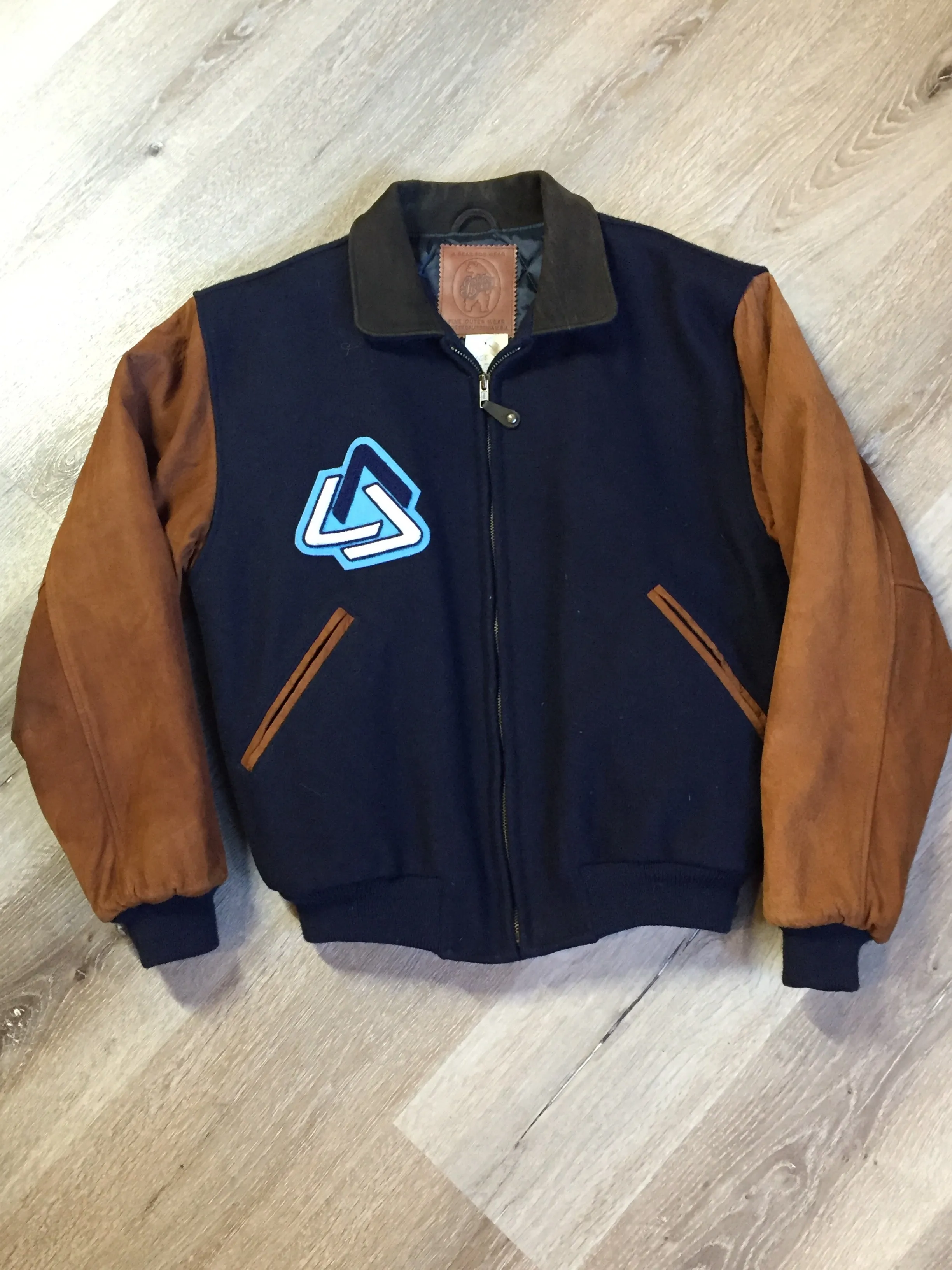 Vintage AES Brown and Blue Varsity Jacket, SOLD