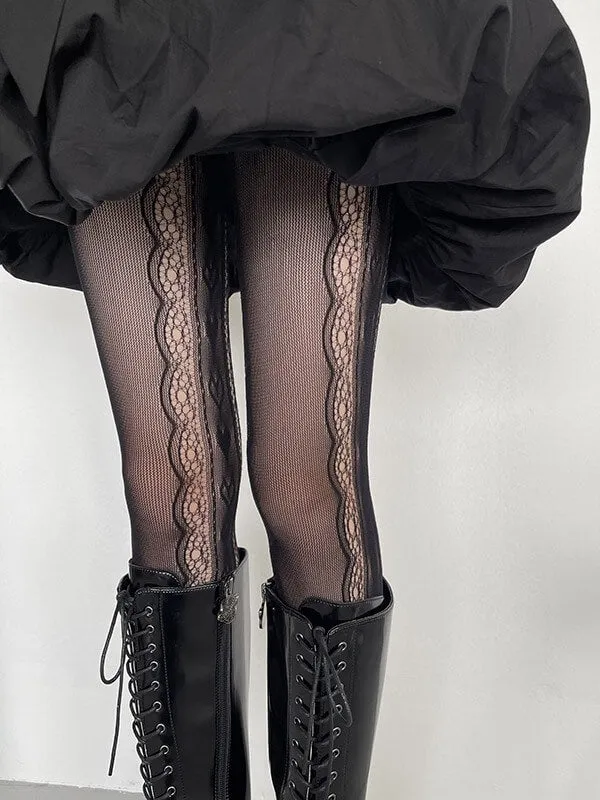 Vintage hollow vertical lace tights