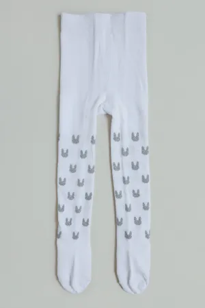 White And Silver Bunny Tights