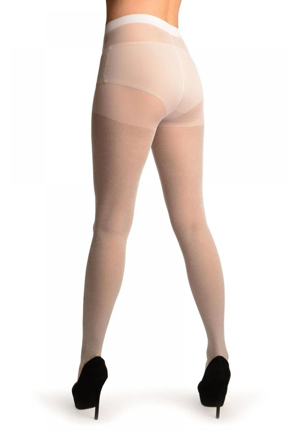 White With Silver Lurex Tights