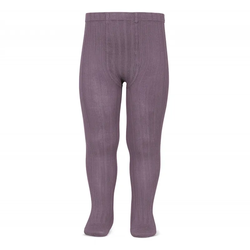 Wide Rib Cotton Tights - Amethyst