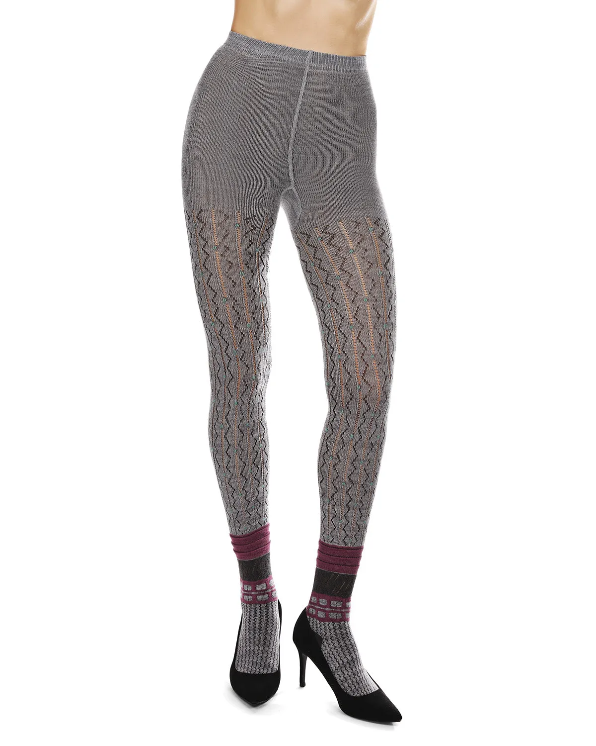 Women's Designernate Cotton Blend Multi-Pattern Sweater Tights