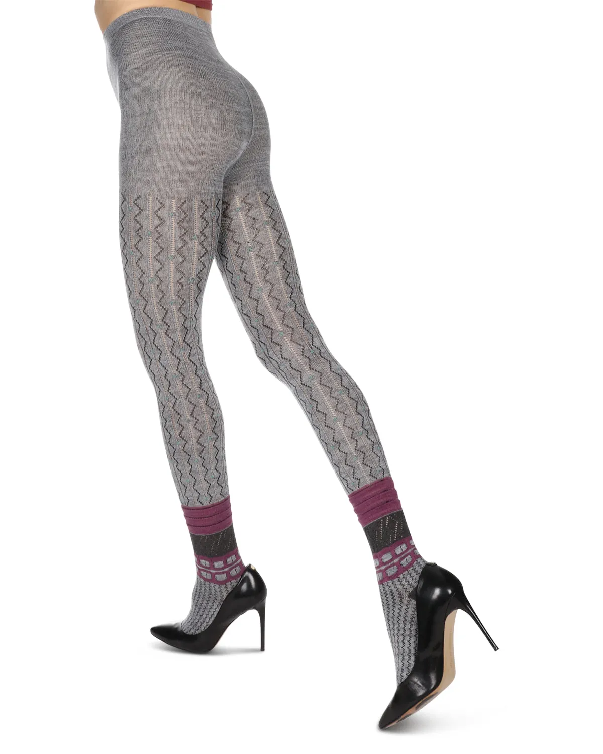 Women's Designernate Cotton Blend Multi-Pattern Sweater Tights