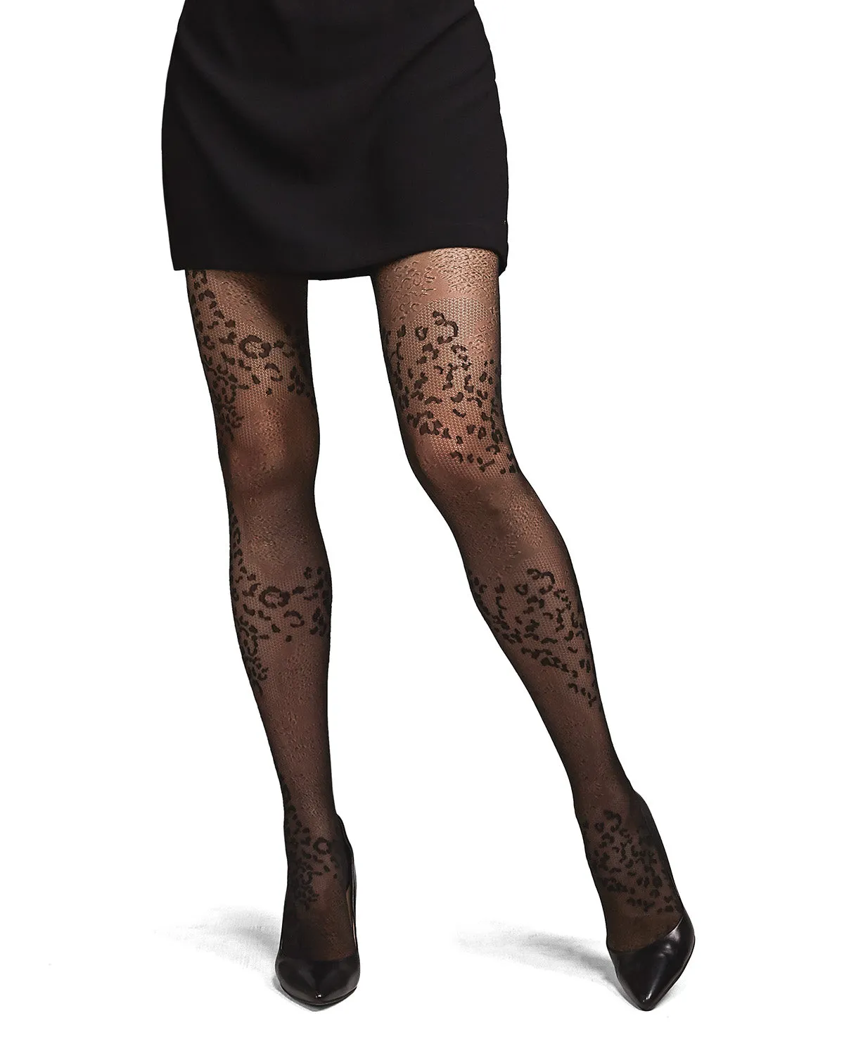 Women's Leopard Mix Sheer Nylon Tights