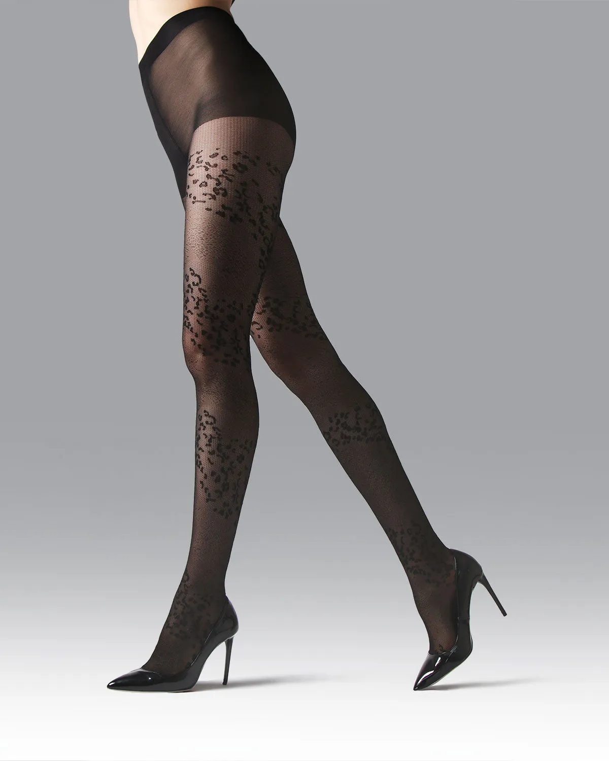 Women's Leopard Mix Sheer Nylon Tights