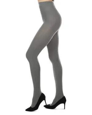 Women's Priority Rib Grey Opaque Tights