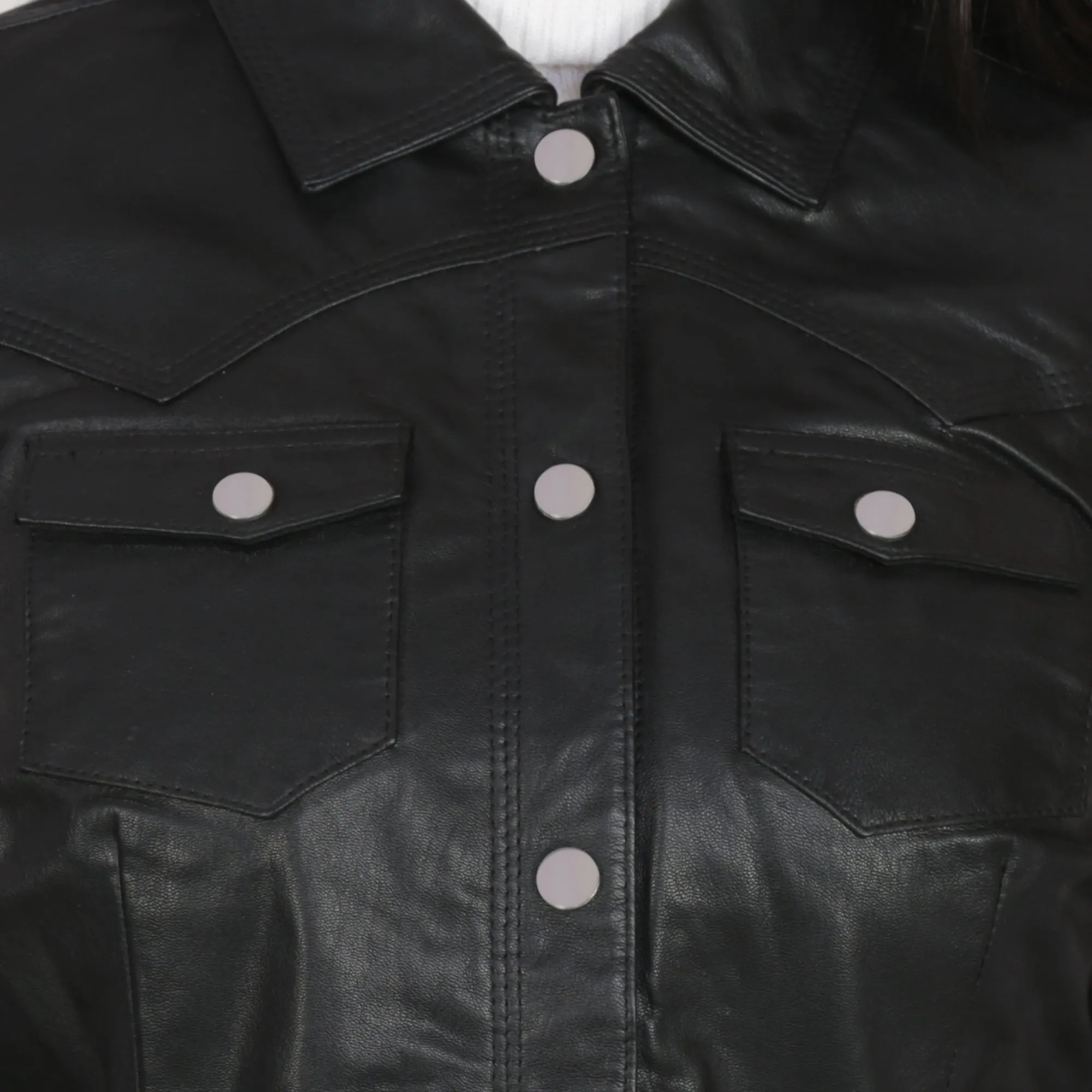 Women's Slim Fit Leather Shirt Jacket : The Button Down