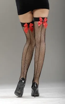 Women’s Spider Bow Fishnet Thigh High’s