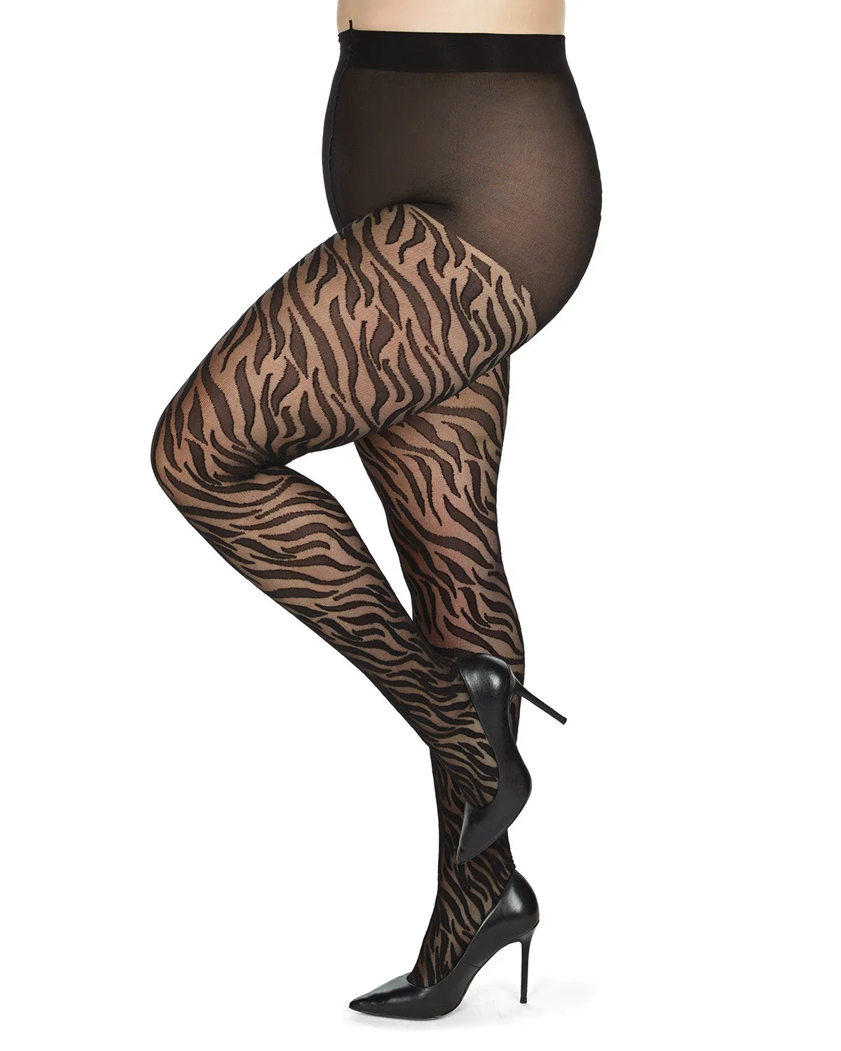 Women's Zebra Stripe Sheer Nylon Tights