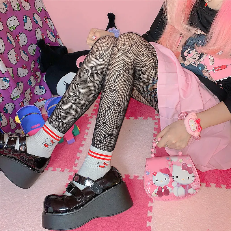 Y2k hello kitty fishnet tights