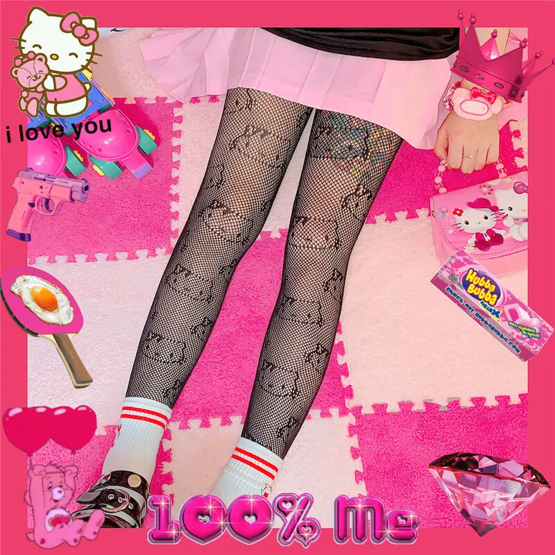 Y2k hello kitty fishnet tights