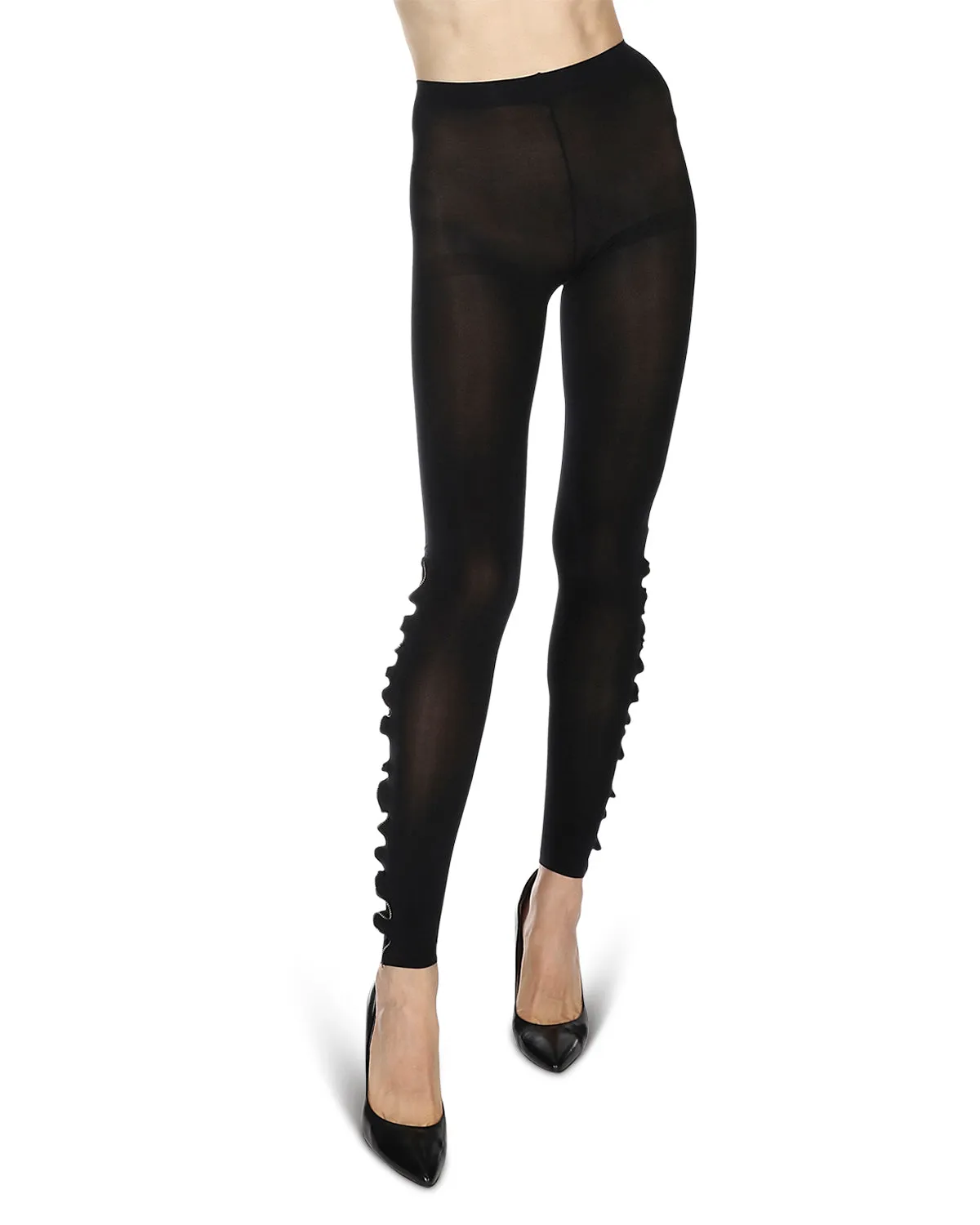 Zip Line Opaque Footless Tights